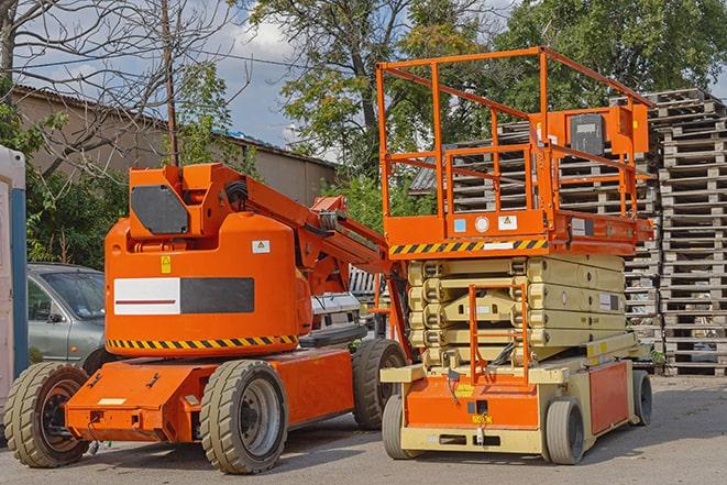 forklift carrying heavy pallets in warehouse in Shelton